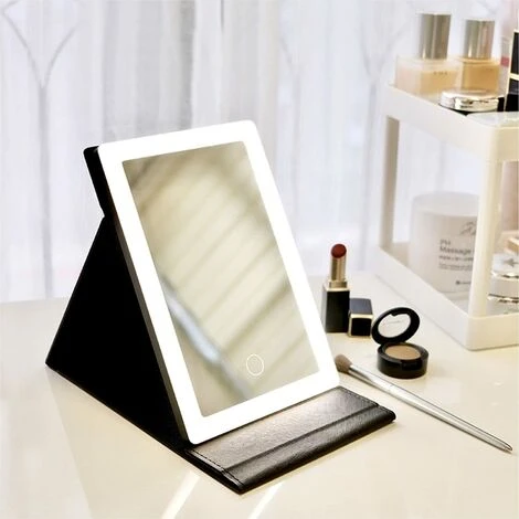 GUAZHUNIFR Miroir Compact Avec Lumière LED,Guazhuni Miroir De Voyage Portable Avec Cadre En Cuir Synthétique, Miroir De Poche Pour Sac à Main Pour Le Maquillage Des Filles (noir) 3 GUAZHUNIFR Miroir Compact Avec Lumière LED,Guazhuni Miroir De Voyage Portable Avec Cadre En Cuir Synthétique, Miroir De Poche Pour Sac à Main Pour Le Maquillage Des Filles (noir)