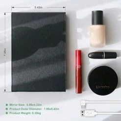 GUAZHUNIFR Miroir Compact Avec Lumière LED,Guazhuni Miroir De Voyage Portable Avec Cadre En Cuir Synthétique, Miroir De Poche Pour Sac à Main Pour Le Maquillage Des Filles (noir) 9 GUAZHUNIFR Miroir Compact Avec Lumière LED,Guazhuni Miroir De Voyage Portable Avec Cadre En Cuir Synthétique, Miroir De Poche Pour Sac à Main Pour Le Maquillage Des Filles (noir) -Miroir Soldes Boutique 53818606 3