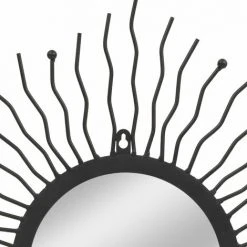 LITZEE Miroir Mural De Jardin Rayons De Soleil 60 Cm Noir # -Miroir Soldes Boutique 53840539 4