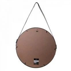 JARDIRICODECO Miroir Rond Avec Anse Pu Noir 50cm -Miroir Soldes Boutique 53958032 2