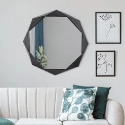 WOMO DESIGN Miroir Mural Noir Cadre Métallique Design Décoratif Quito Ø 72 Cm WOMO-DESIGN®