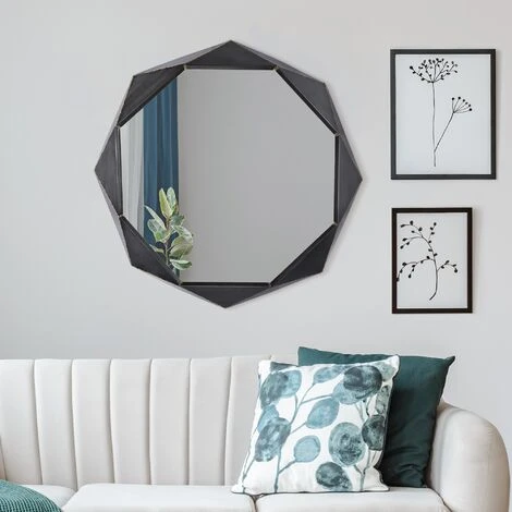 WOMO DESIGN Miroir Mural Noir Cadre Métallique Design Décoratif Quito Ø 72 Cm WOMO-DESIGN® 3 WOMO DESIGN Miroir Mural Noir Cadre Métallique Design Décoratif Quito Ø 72 Cm WOMO-DESIGN®
