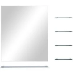 Hommoo Miroir Mural Avec 5 Etageres Argente 50 X 60 Cm -Miroir Soldes Boutique 54059866 3