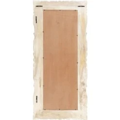 Hommoo Miroir Blanc 110x50 Cm Bois De Manguier Massif -Miroir Soldes Boutique 54152277 3