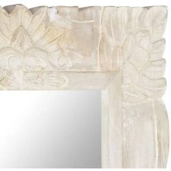Hommoo Miroir Blanc 110x50 Cm Bois De Manguier Massif -Miroir Soldes Boutique 54152277 4