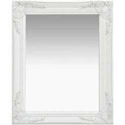 Hommoo Miroir Mural Style Baroque 50x60 Cm Blanc
