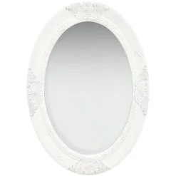 Hommoo Miroir Mural Style Baroque 50x70 Cm Blanc