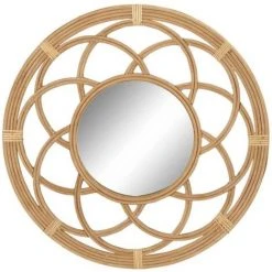 VENTEMEUBLESONLINE MIROIR EN ROTIN NATUREL MARRON