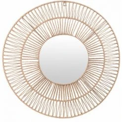 SPETEBO Raphia Miroir Mural Rond Ø 50 Cm - Miroir Naturel
