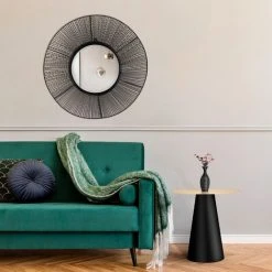 Miroir Mural Décoratif Forme Circulaire Cadre Métal Noir Derry 84cm WOMO-DESIGN® -Miroir Soldes Boutique 54456247 5