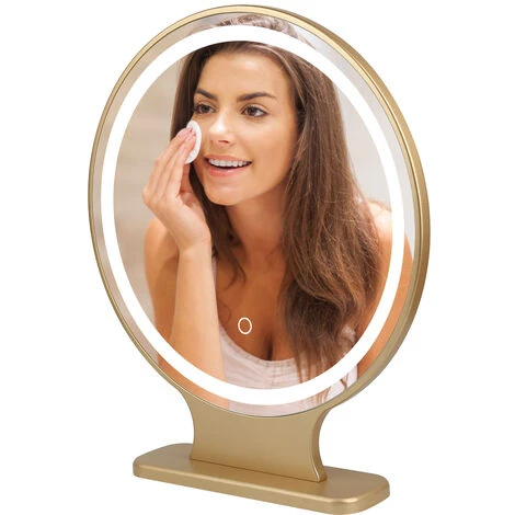 OOBEST Miroir Maquillage Hollywood Pour Coiffeuse, Grand Miroir Lumineux Avec LED Réglable, Trois Températures De Couleur, Dessus De La Table, Dore 7 OOBEST Miroir Maquillage Hollywood Pour Coiffeuse, Grand Miroir Lumineux Avec LED Réglable, Trois Températures De Couleur, Dessus De La Table, Dore – Image 5