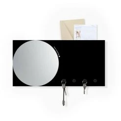 DESIGNOBJECT Miroir Mural Porte-clés Organisateur De Tableau Blanc Magnétique Mirror&More | Couleur: Noir -Miroir Soldes Boutique 54893083 5