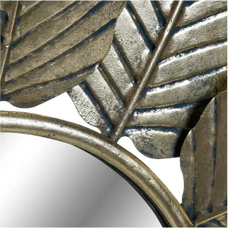 VENTEMEUBLESONLINE MIROIR MÉTAL 70X8X60 FEUILLES 4 VENTEMEUBLESONLINE MIROIR MÉTAL 70X8X60 FEUILLES – Image 2