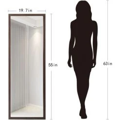 Fortuna Lai Miroir Sur Pied, Miroir Mural, Miroir Cadre Bois Marron 140x50cm Grand Miroir Pleine Longueur Haute Définition Avec Crochets Pour Salon Ou Dressing -Miroir Soldes Boutique 55268105 3