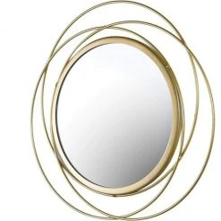 ENLENK Miroir Mural Décoratif En Métal - 36 Cm De Diamètre - Rond - Décoration Pour Chambre à Coucher, Salon, Salle De Bain, Couloir