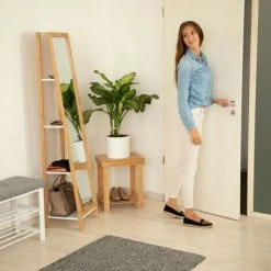 JARDIBRICODECO Miroir Sur Pied En Bambou Avec étagère -Miroir Soldes Boutique 55315813 2