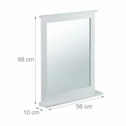 JARDIBRICODECO Miroir Mural Blanc Avec Tablette Bambou -Miroir Soldes Boutique 55316041 4