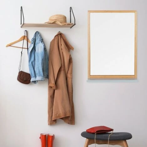 JARDIBRICODECO Miroir Mural En Bambou Avec Tablette 4 JARDIBRICODECO Miroir Mural En Bambou Avec Tablette – Image 2