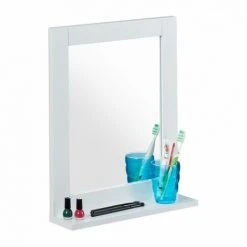 JARDIBRICODECO Miroir Mural Blanc Avec Rangement