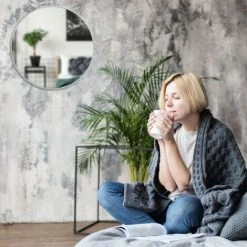 JARDIBRICODECO Miroir Mural Rond En Argenté -Miroir Soldes Boutique 55316622 3