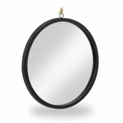 JARDIBRICODECO Miroir Mural Rond Avec Corde Noir