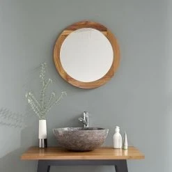BOIS DESSUS BOIS DESSOUS Miroir Rond En Bois De Teck - Marron