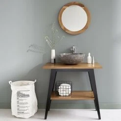 BOIS DESSUS BOIS DESSOUS Miroir Rond En Bois De Teck - Marron -Miroir Soldes Boutique 5532260 4