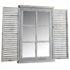 JARDIBRICODECO Fenêtre Miroir En Bois Teinté