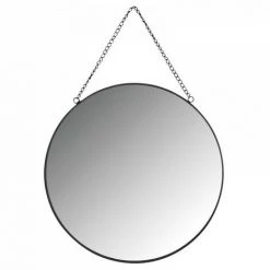 JARDIBRICODECO Miroir Rond En Métal Laqué Noir