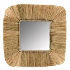 JARDIBRICODECO Miroir Carré En Jonc Naturel