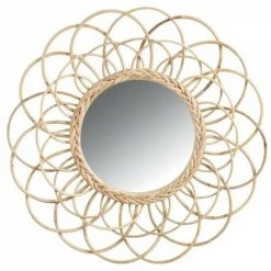 JARDIBRICODECO Miroir Fleur En Rotin