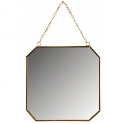 JARDIBRICODECO Miroir Carré En Métal Laqué Doré