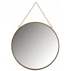 JARDIBRICODECO Miroir Rond En Métal Laqué Doré