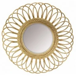 JARDIBRICODECO Miroir Marguerite En Moelle De Rotin