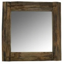 JARDIBRICODECO Miroir Carré En Bois Recyclé Rustique