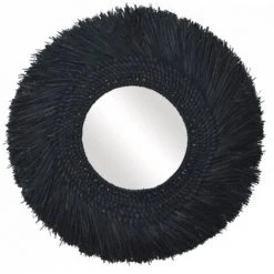 JARDIBRICODECO Miroir En Jonc Teinté Noir