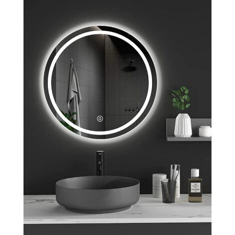 Dripex Miroir Maquillage Rond Avec Lumière LED, Miroir De Vanité 60cm, Miroir Mural Antibuée De Salle De Bain, Miroir Lumineux à Économie D'Énergie Avec Interrupteur Tactile, IP44 - 60 X 60 Cm 3 Dripex Miroir Maquillage Rond Avec Lumière LED, Miroir De Vanité 60cm, Miroir Mural Antibuée De Salle De Bain, Miroir Lumineux à Économie D'Énergie Avec Interrupteur Tactile, IP44 - 60 X 60 Cm