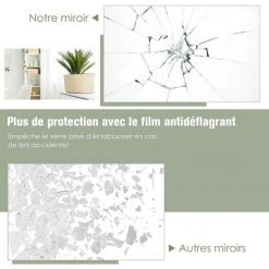 COSTWAY Miroir Autoportant Rectangulaire Mural Avec Support En Acier Doré Avec Film Protecteur Anti-casse 40 X 130 Cm Pour Chambre -Miroir Soldes Boutique 55476120 4