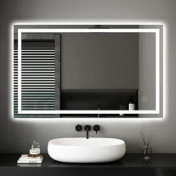 KEEPBUYING DIEPEX Miroir Avec Led Interrupteur Anti-buée Miroir Salle De Bains Mural Lumière Blanc Froid 6400K 100x60CM -Miroir Soldes Boutique 55477709 3