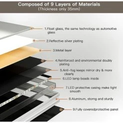 KEEPBUYING DRIPEX Miroir De Salle De Bain 70x50cm Anti-buée Miroir Mural Avec LED Avec éclairage Avec Interrupteur -Miroir Soldes Boutique 55477931 4