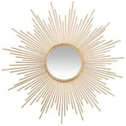 Miroir En Métal Forme Soleil, Coloris Or - Dim : L99 X L3 X H99 Cm PEGANE