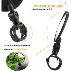 VERSAILLESFR 2 PCS Rétroviseur Vélo,Miroirs De Vision Arrière De Vélo - Réglable à 360 ° - Universel Résistant Aux Chocs Miroir De Sécurité De Grand Angle Guidon Rétroviseur Miroir Pour Vélo De Montagne,Versailles -Miroir Soldes Boutique 55525149 4