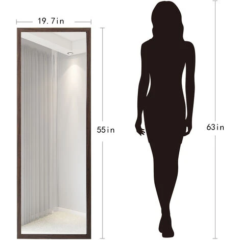 ASUPERMALL Miroir Sur Pied Cadre Bois Marron 140x50cm Haute Définition Grand Miroir Pleine Longueur Avec Patère Pour Salon Ou Dressing 5 ASUPERMALL Miroir Sur Pied Cadre Bois Marron 140x50cm Haute Définition Grand Miroir Pleine Longueur Avec Patère Pour Salon Ou Dressing – Image 3