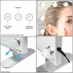 Homfa Miroir De Maquillage Hollywood, Miroir De Maquillage Avec 14 LED, Mode D’Éclairage Tricolore, Miroir Mural Ou Sur Table, Pour Chambre à Coucher, Salle De Bain, 60x18x53cm 11 Homfa Miroir De Maquillage Hollywood, Miroir De Maquillage Avec 14 LED, Mode D’Éclairage Tricolore, Miroir Mural Ou Sur Table, Pour Chambre à Coucher, Salle De Bain, 60x18x53cm -Miroir Soldes Boutique 55578439 5