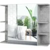 FURCHEN Miroir Salle De Bain Meuble De Toilette Avec Porte 8 Casiers 80x20x64cm Gris -Miroir Soldes Boutique 55579164 1