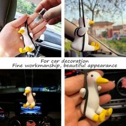 PERLE RARE 2 Pièces Auto Rétroviseurs Charmes Radiateur Voiture Ornement Swing Duck Mignon Volant Suspendu Pendentif Petit Canard Aromathérapie Décoration L'Ameublement Cadeau Amusant -Miroir Soldes Boutique 55608213 4