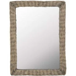 INLIFE Miroir Osier Marron 60 X 80 Cm