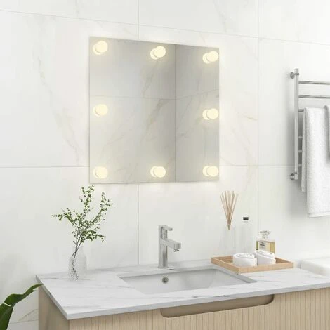 INLIFE Miroir Mural Avec Lampes LED Carré Verre 5 INLIFE Miroir Mural Avec Lampes LED Carré Verre – Image 3