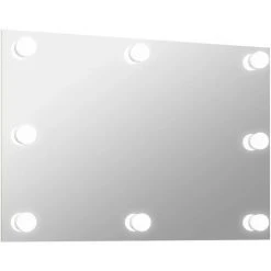 INLIFE Miroir Mural Sans Cadre Avec Lampes LED Rectangulaire Verre