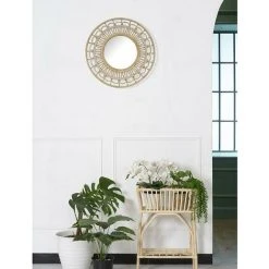 OZAIA Miroir Rond Ethnique En Rotin MOTIBA - D. 60 Cm - Naturel - Naturel Clair